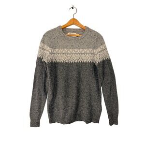 Johnnie B Boden Boys Grey Fair Isle Lambswool Blend Sweater Size 15-16Y Preppy